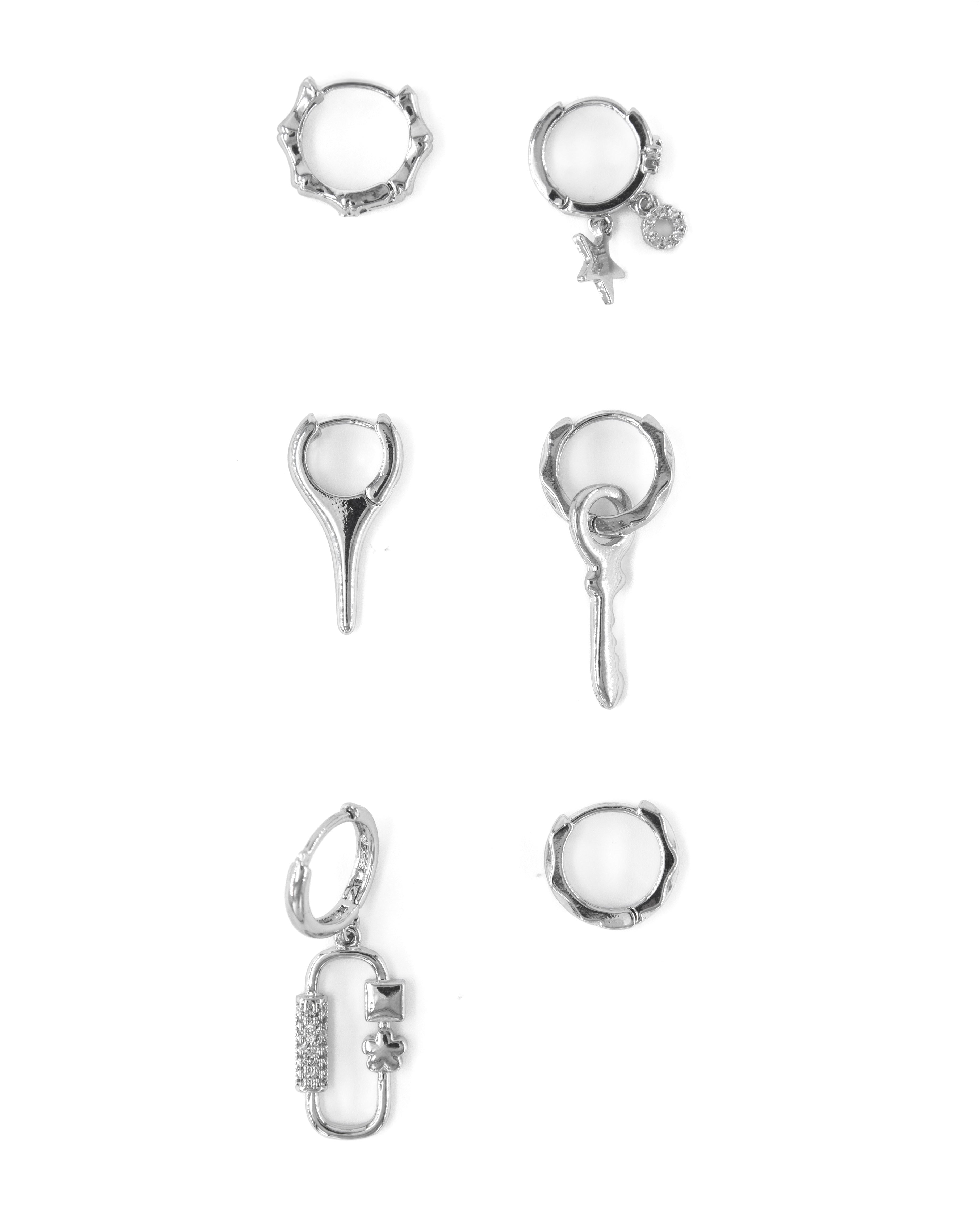 SUNGULI SILVER 6'LI ÇELİK KÜPE SETİ