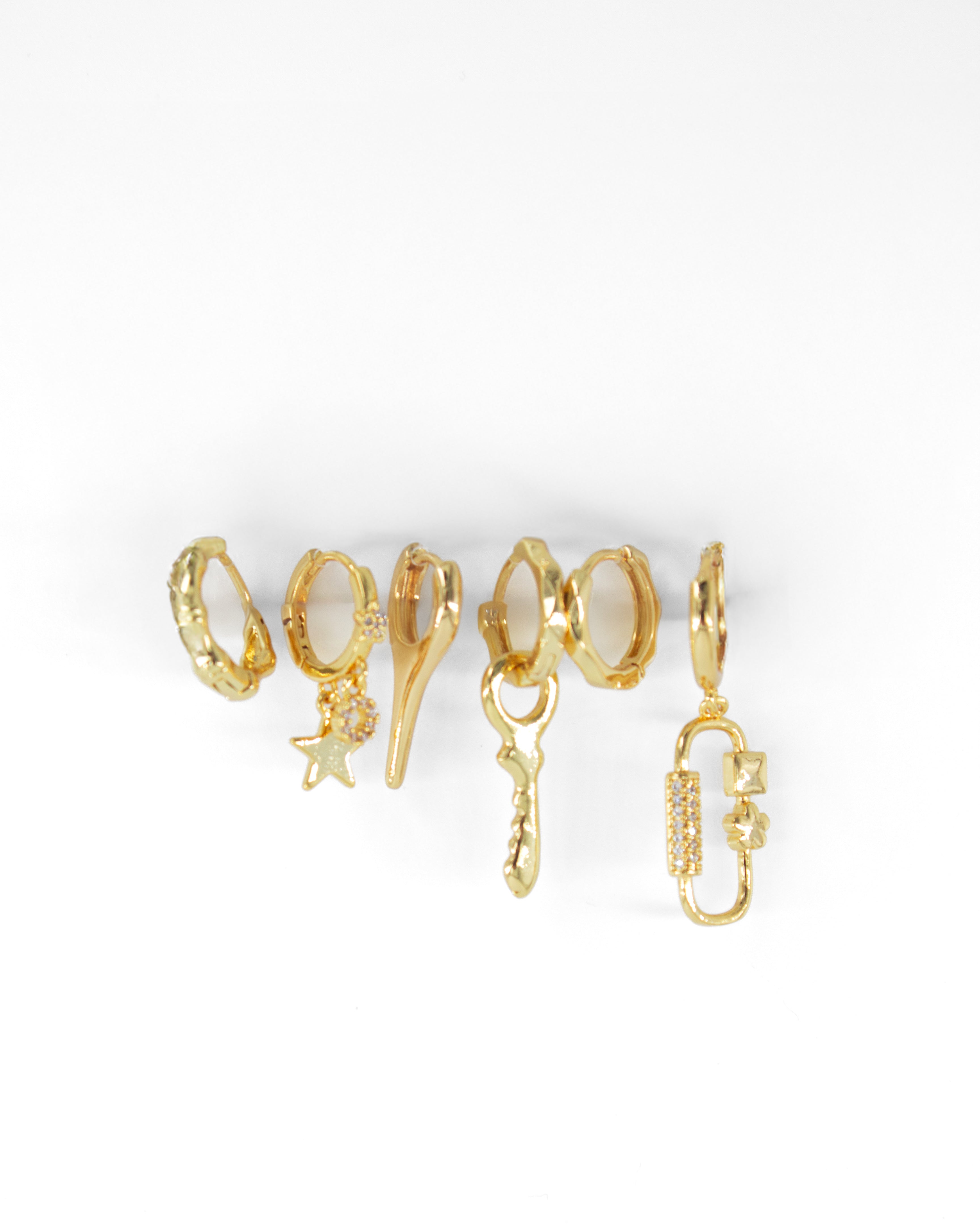 SUNGULI GOLD 6'LI ÇELİK KÜPE SETİ