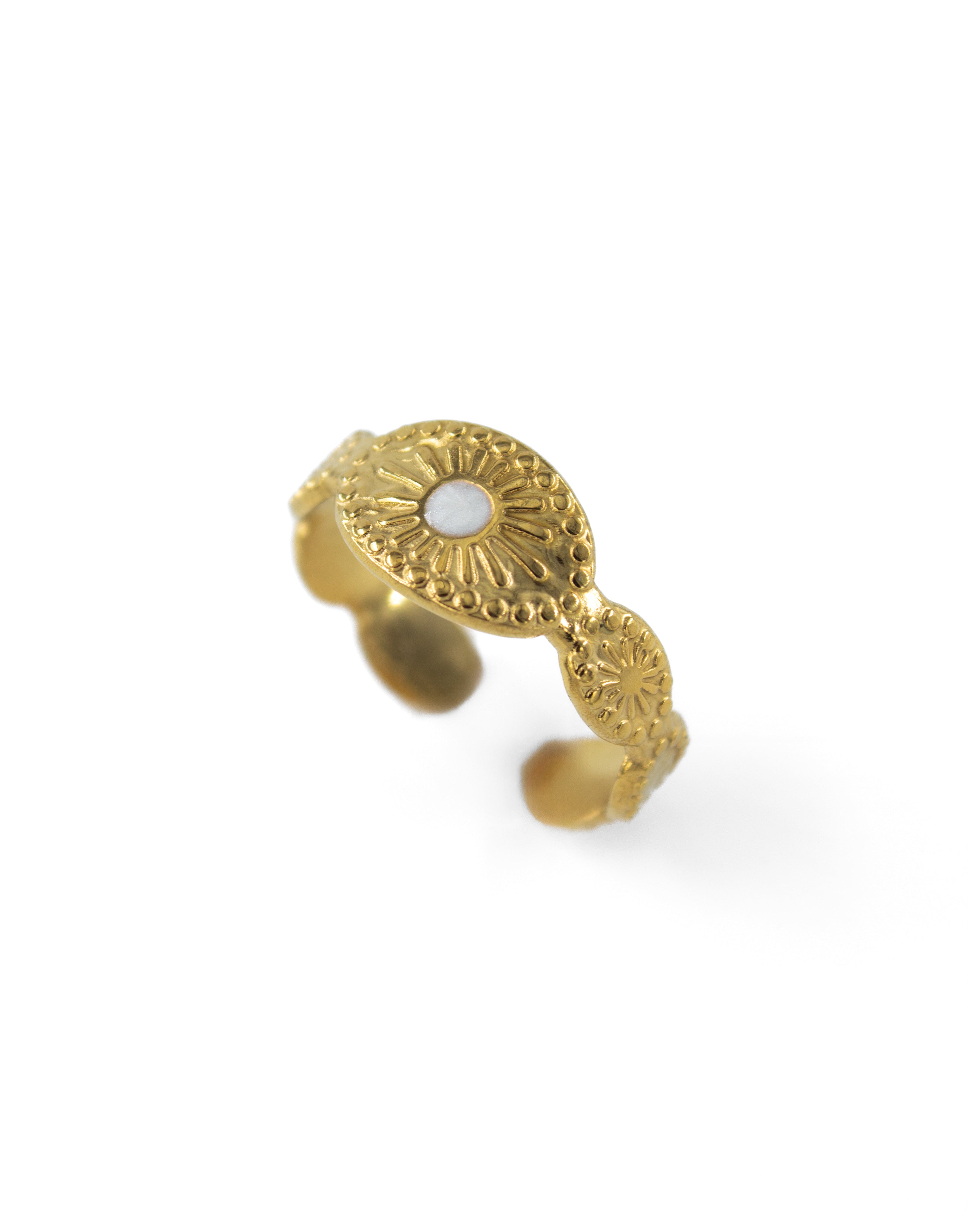 MARGARITA İŞLEMELİ AYARLANABİLİR ÇELİK YÜZÜK