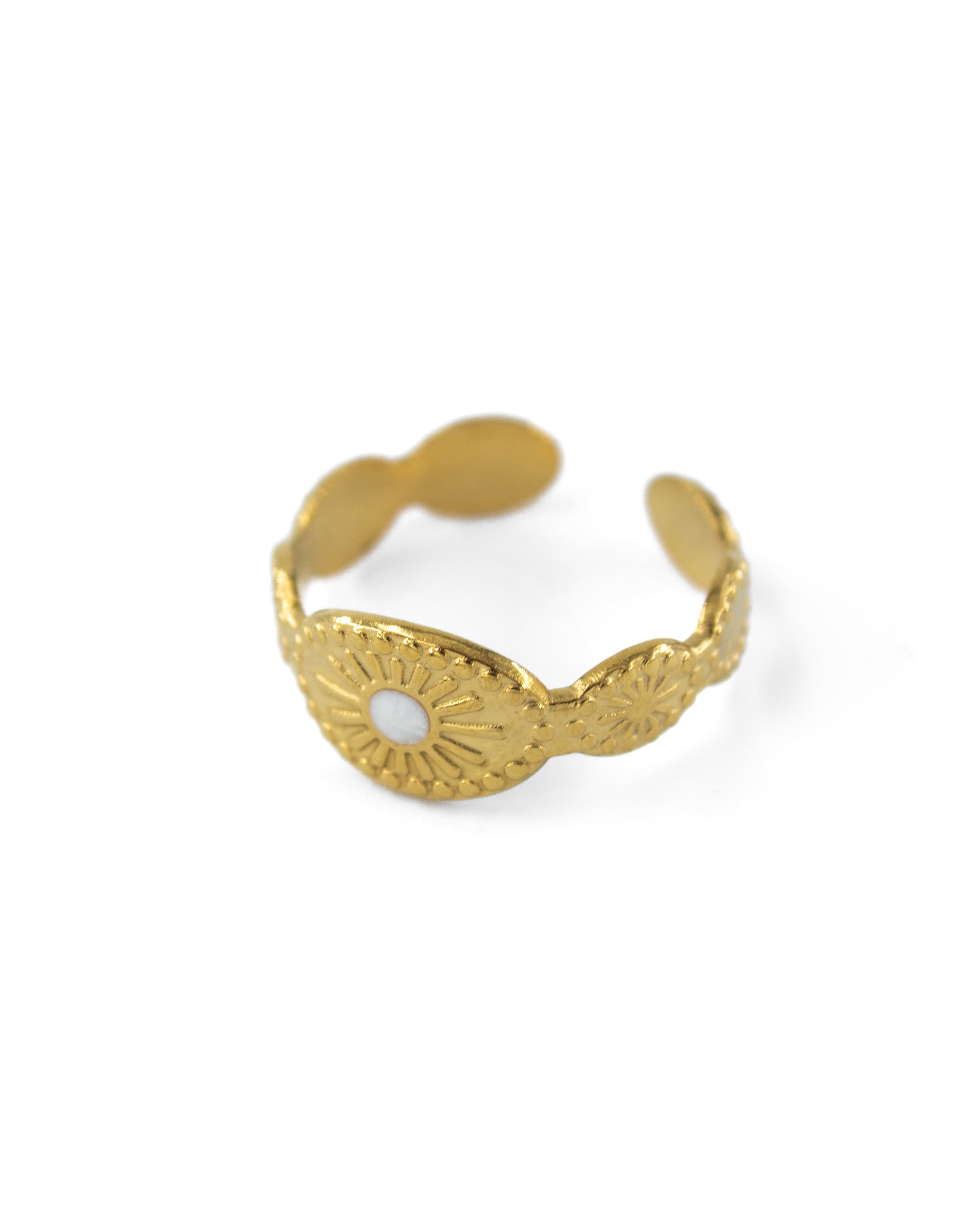 MARGARITA İŞLEMELİ AYARLANABİLİR ÇELİK YÜZÜK