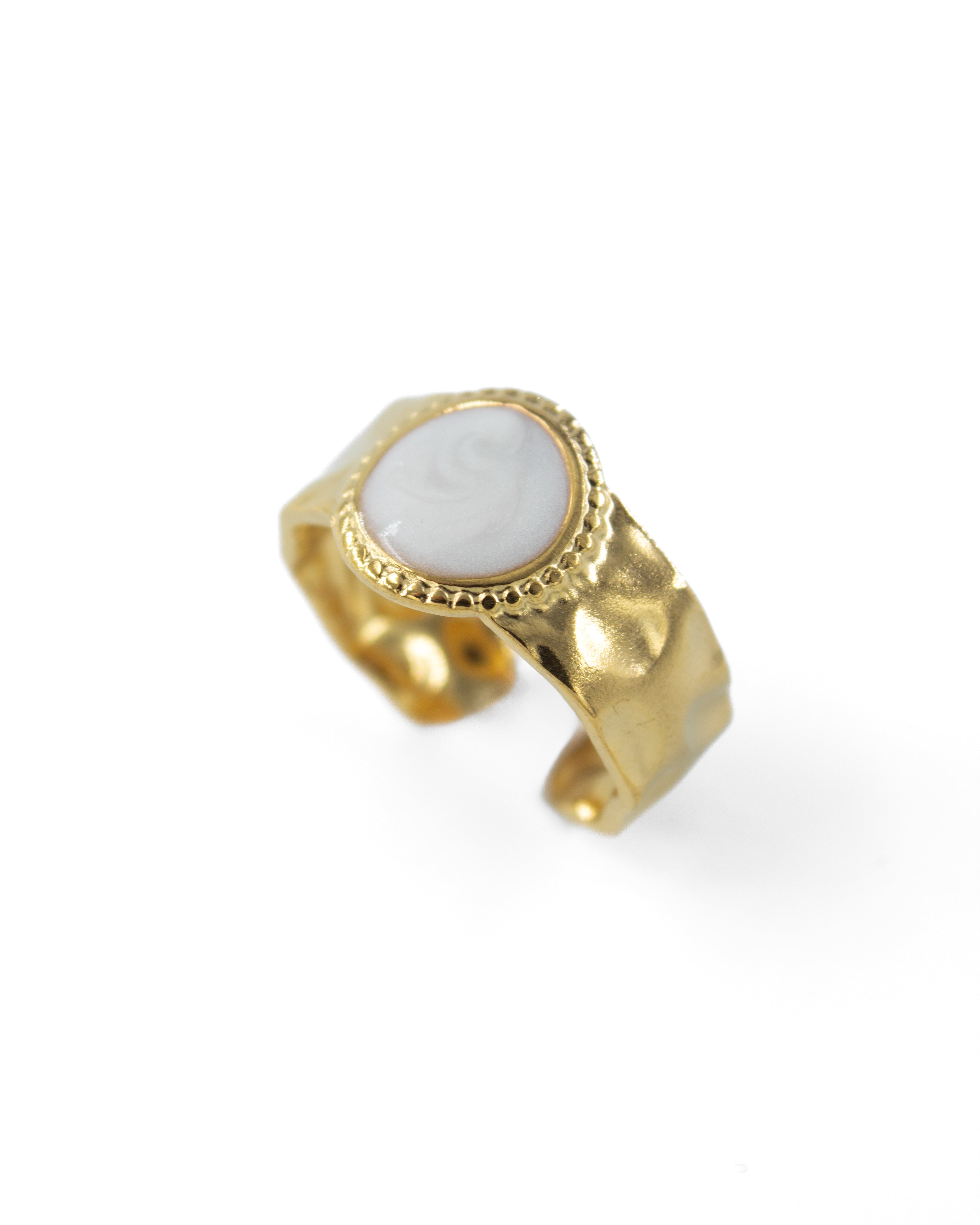 OPUS BEYAZ TAŞLI AYARLANABİLİR ÇELİK YÜZÜK