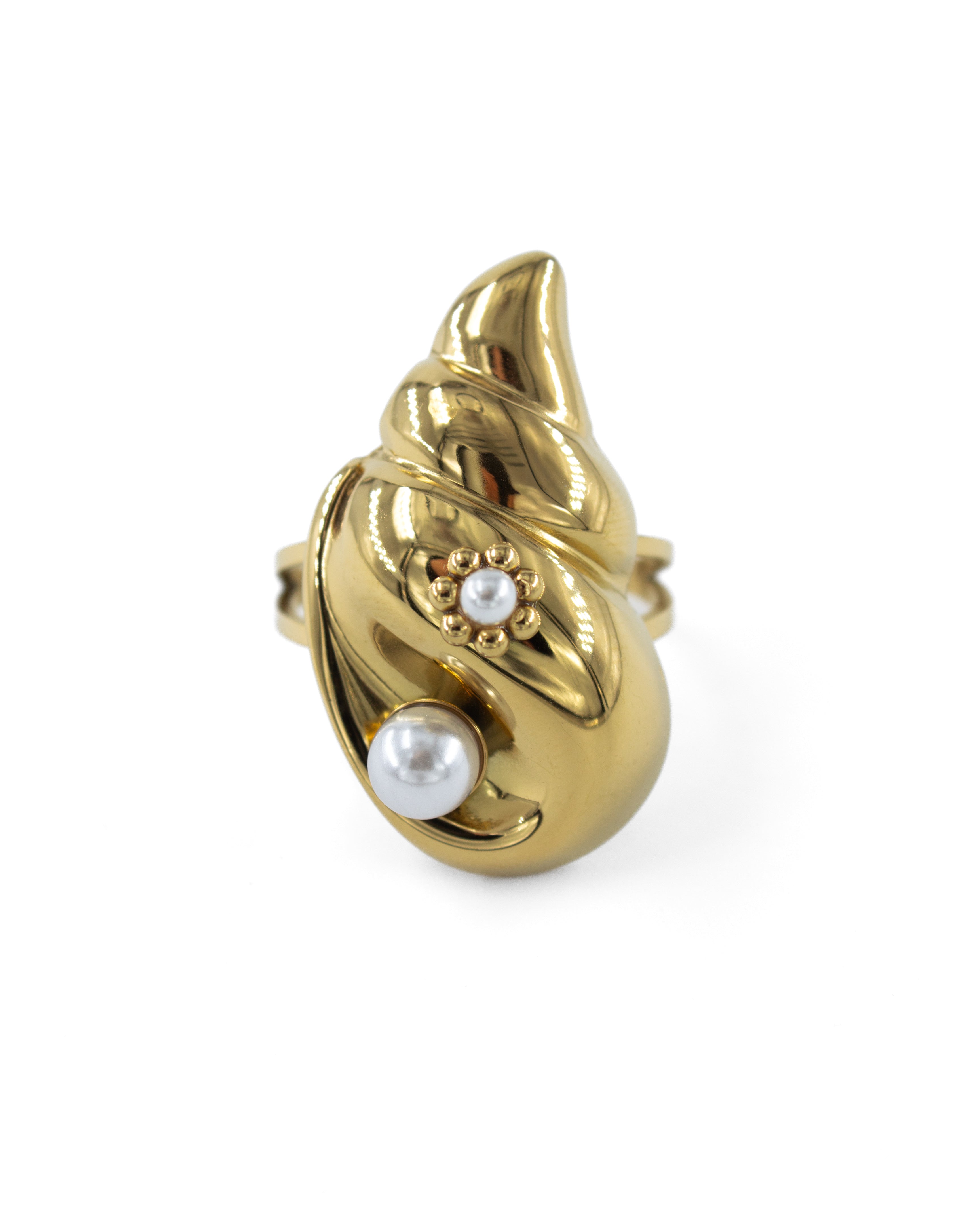 CONCHA PERLA AYARLANABİLİR DENİZ KABUĞU ÇELİK YÜZÜK