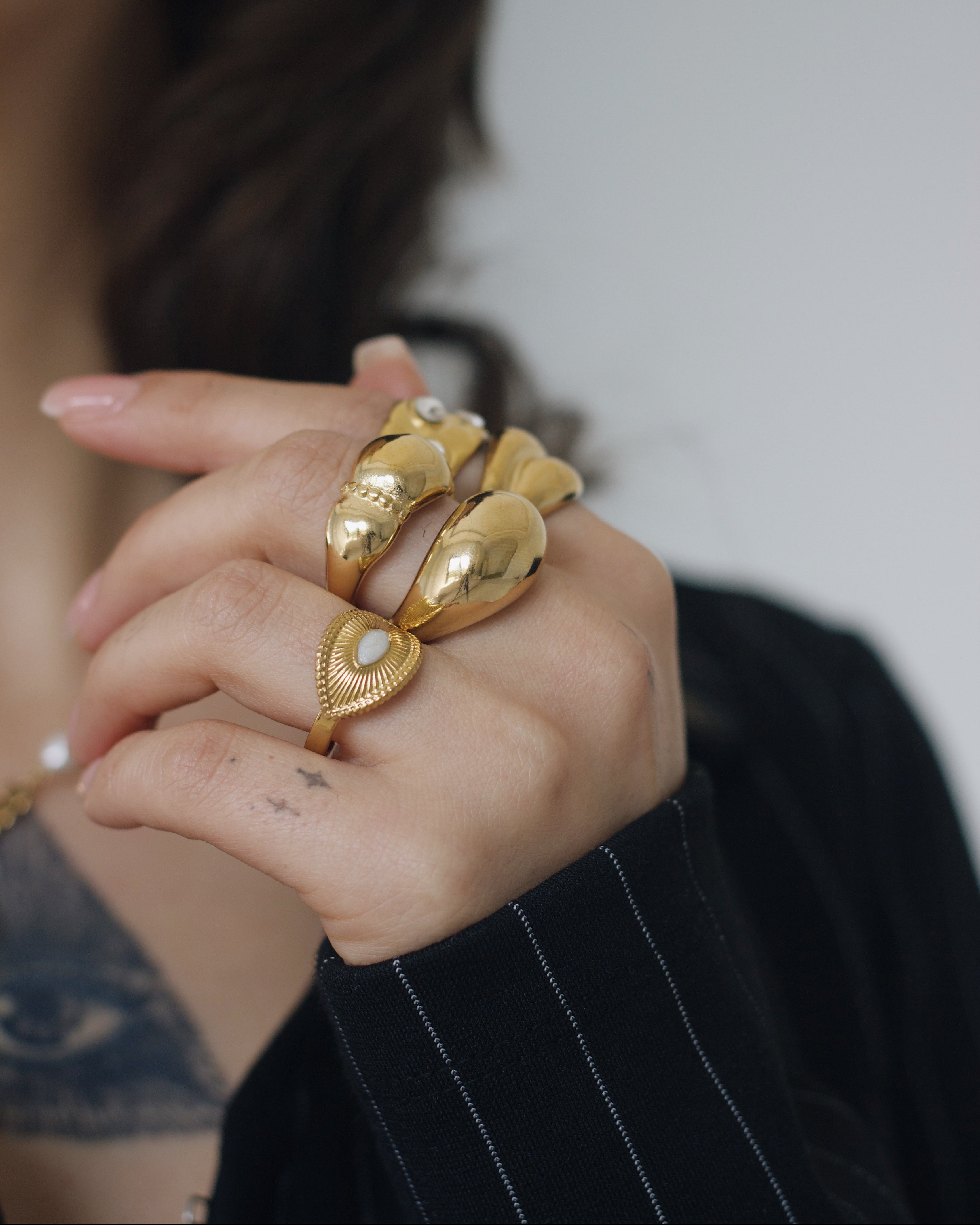 OCELYN TAŞLI AYARLANABİLİR ÇELİK YÜZÜK