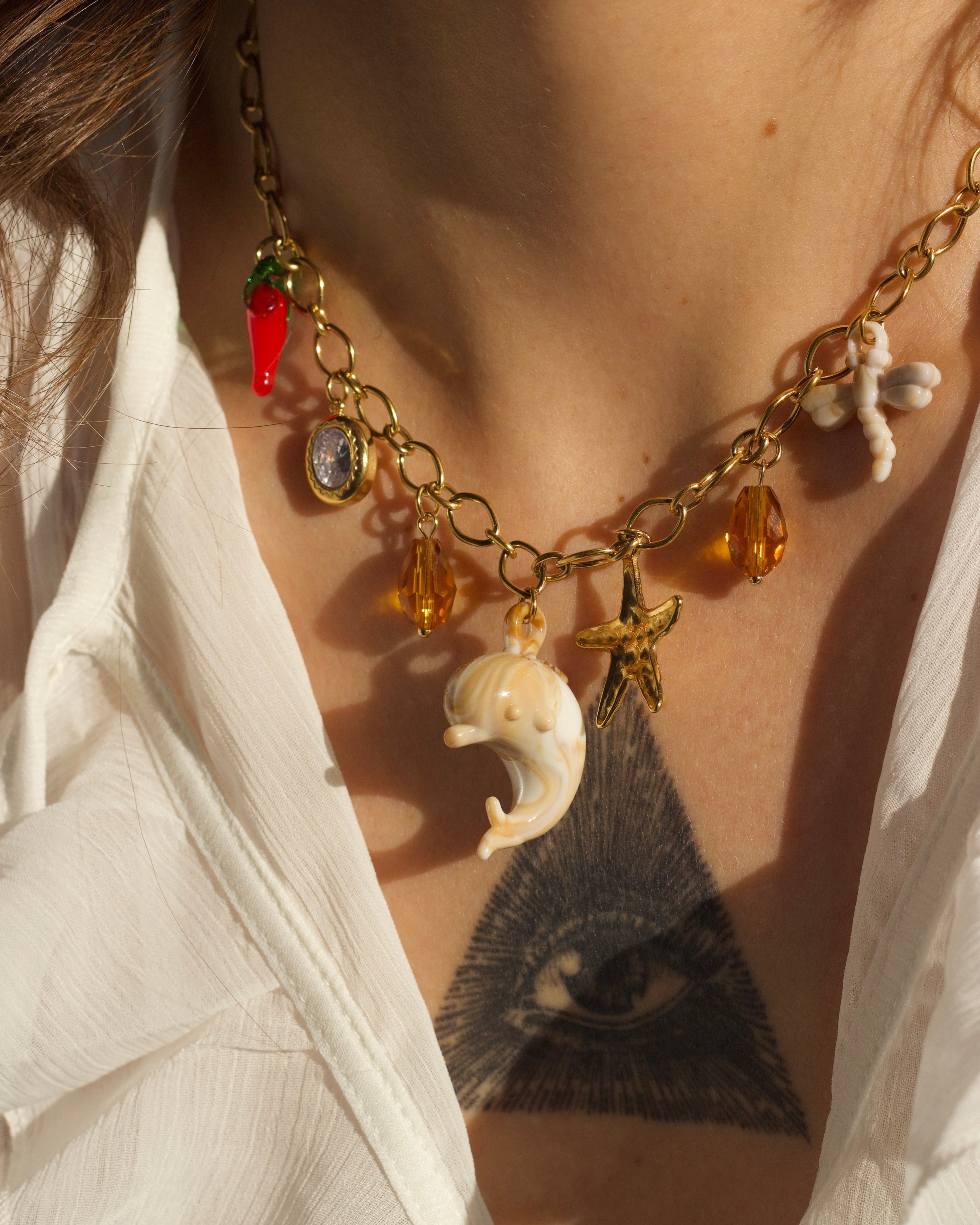 MISCEO CHARMLI ÇELİK KOLYE