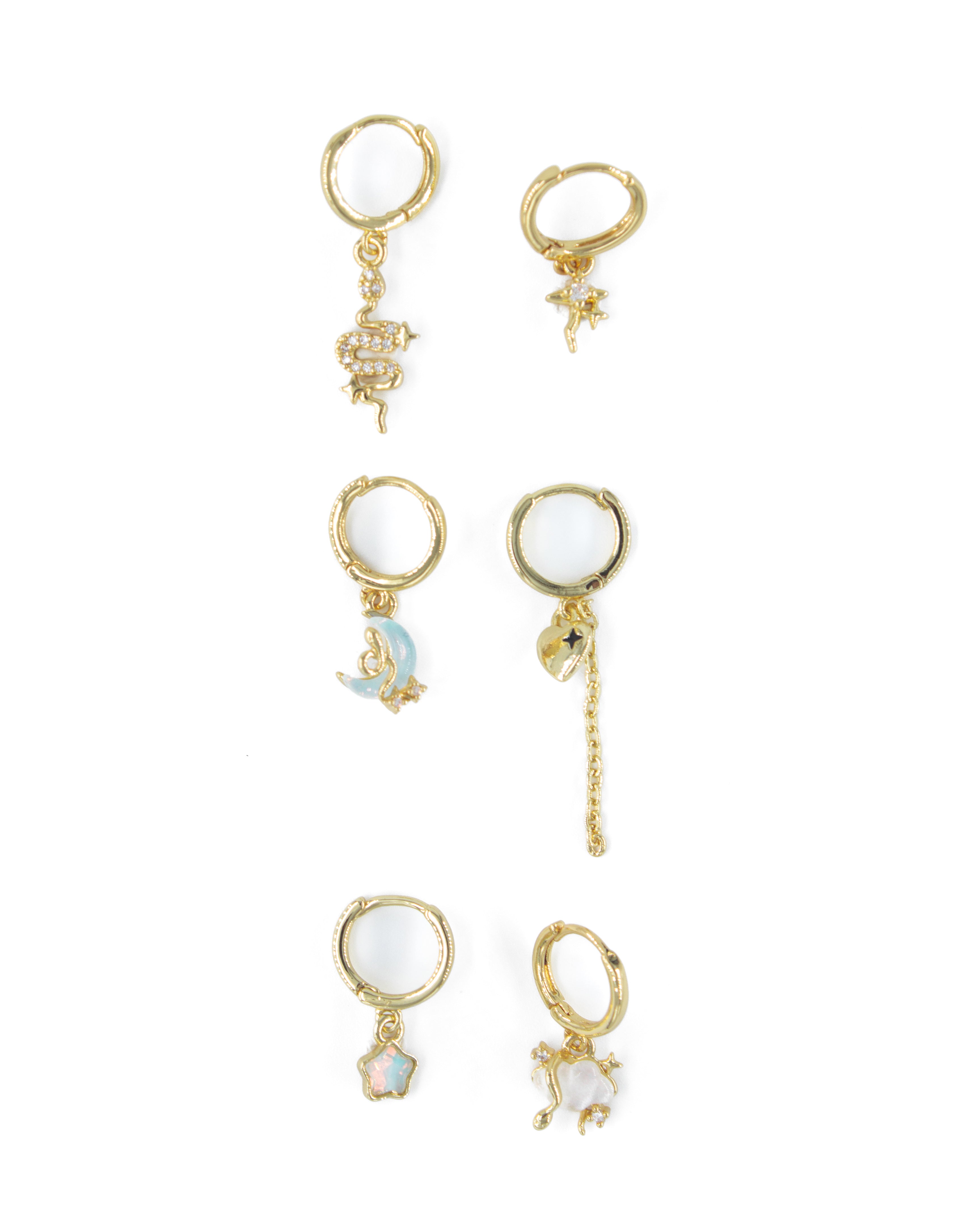 AMULETUM SIX 6'LI ÇELİK KÜPE SETİ