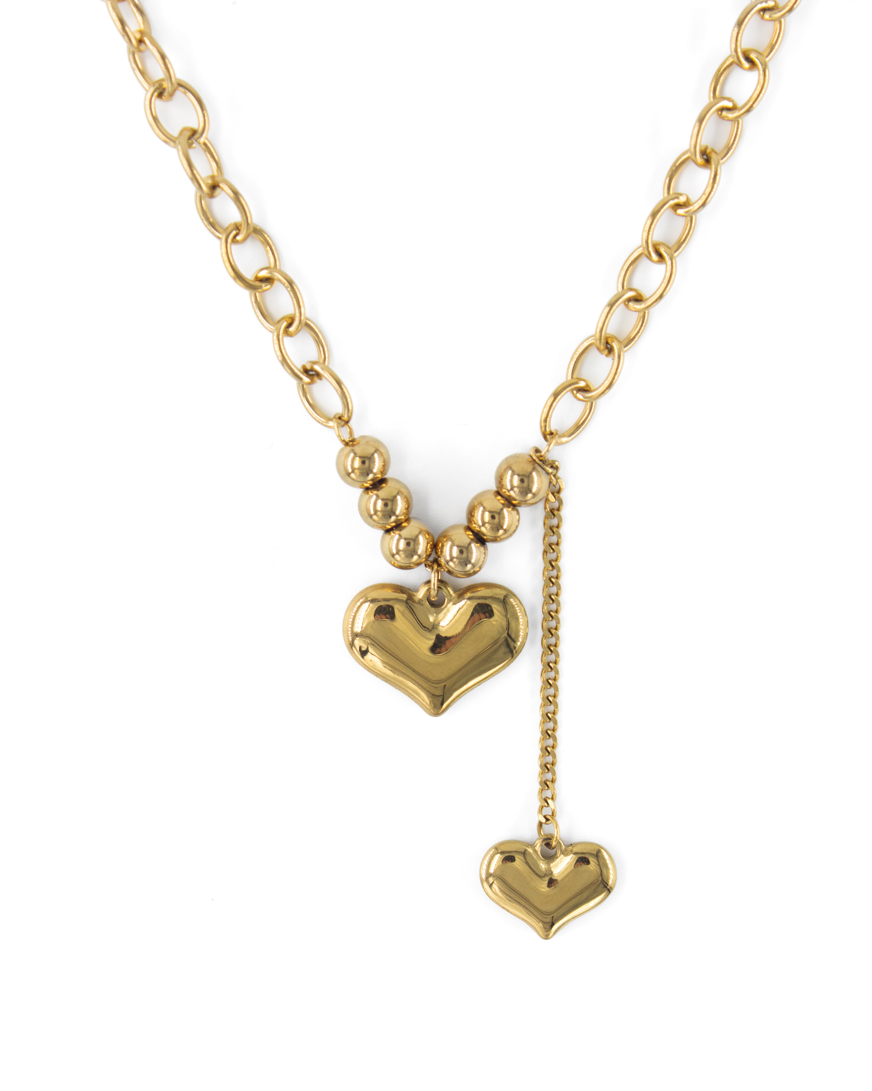 PONDERA GOLD KALPLİ CHARMLI ÇELİK KOLYE