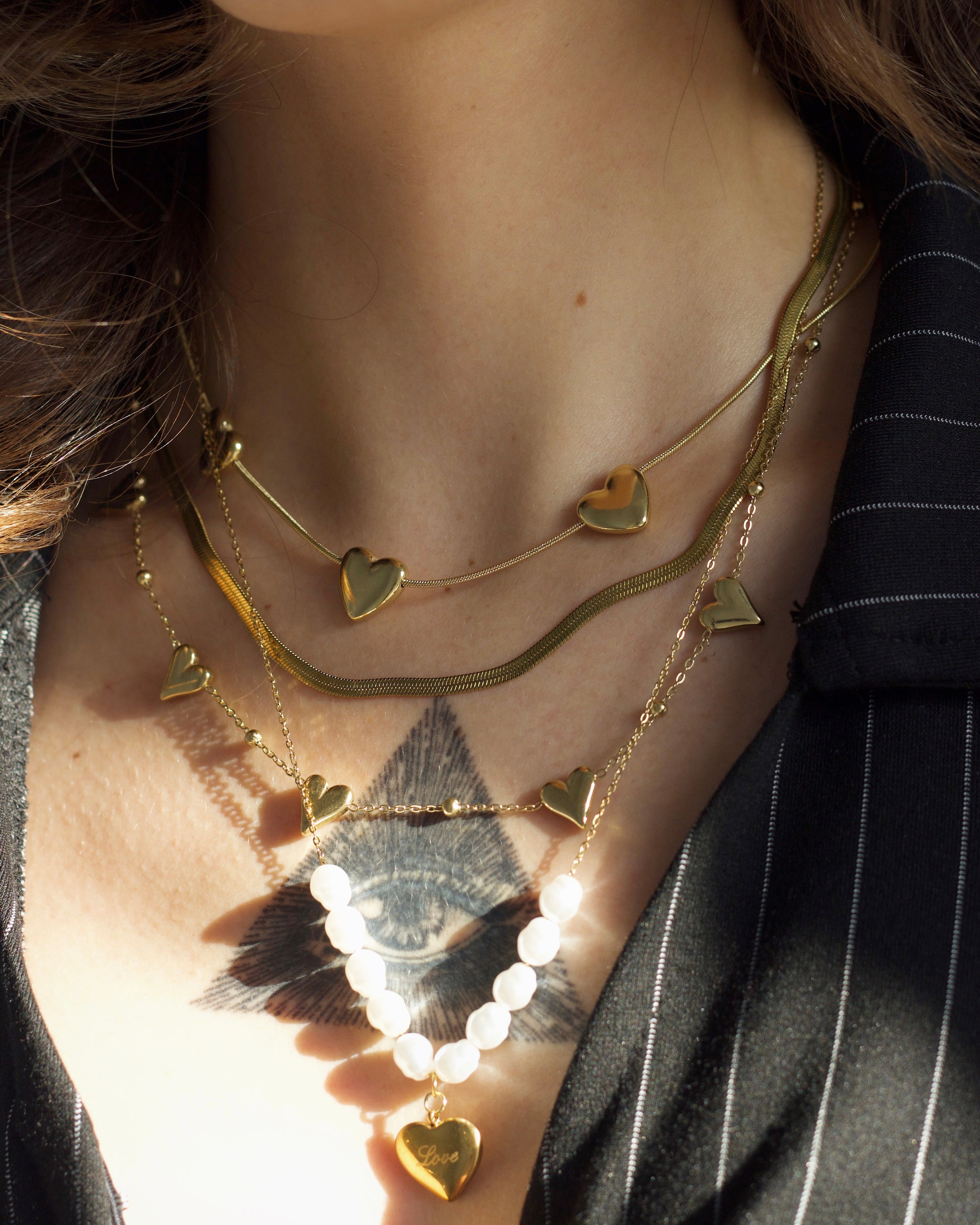 BIFOLIA 2'Lİ İNCİLİ ÇELİK KOLYE