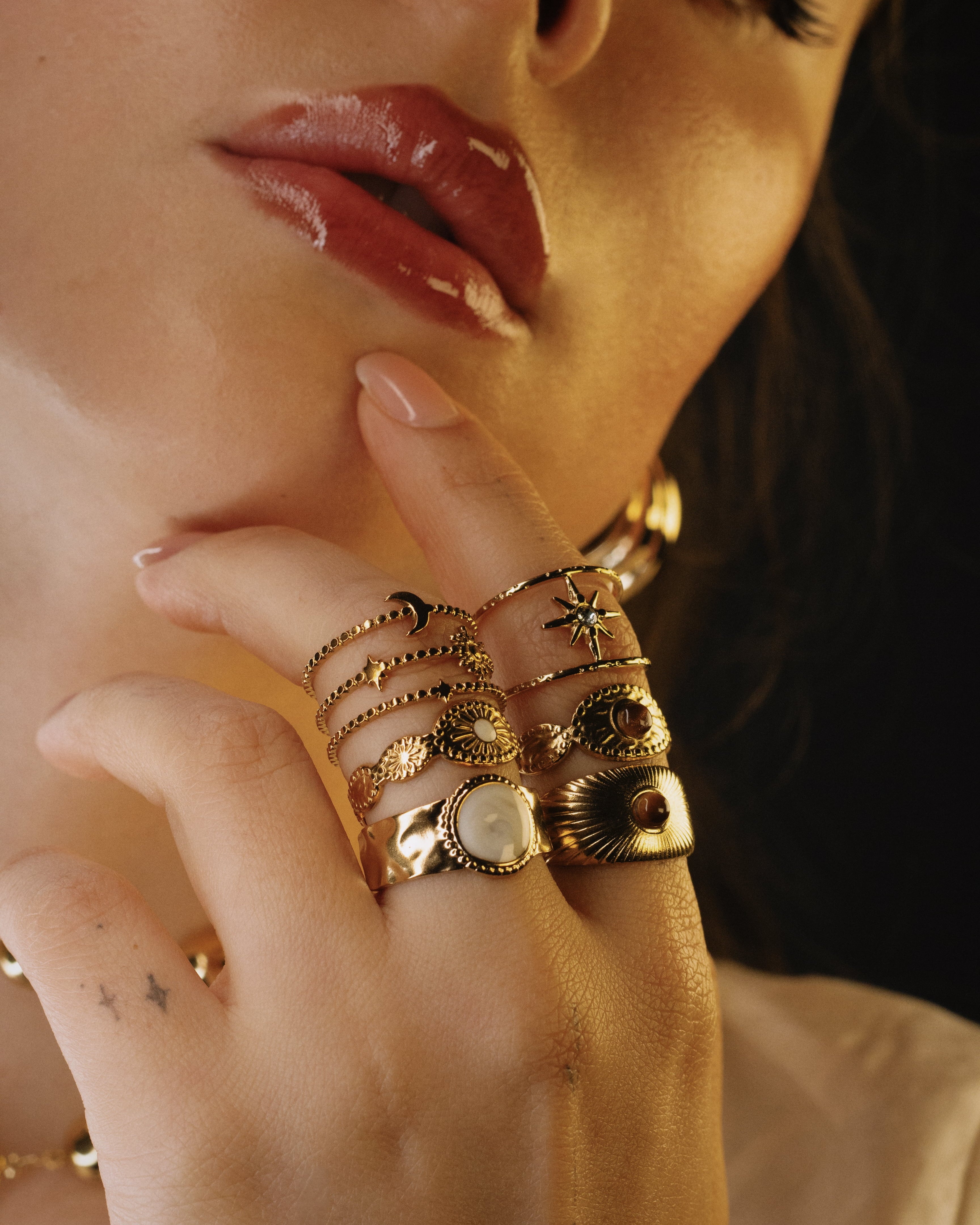 MARGARITA İŞLEMELİ AYARLANABİLİR ÇELİK YÜZÜK